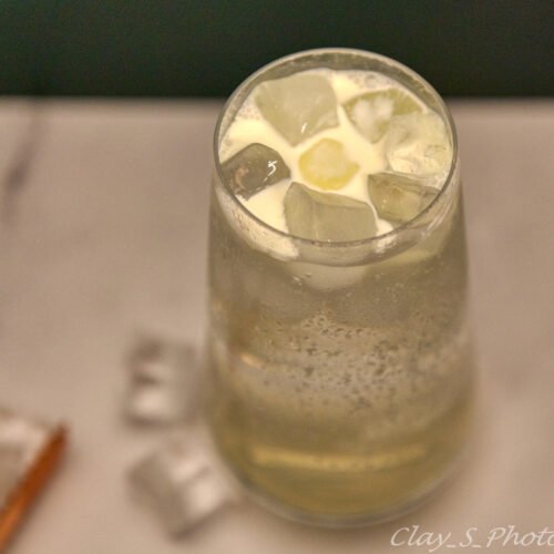 beachfront snowman drink top view