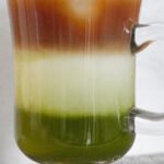 matcha coffee latte close-up view