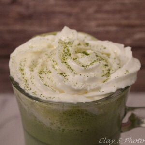 matcha hot chocolate close-up view